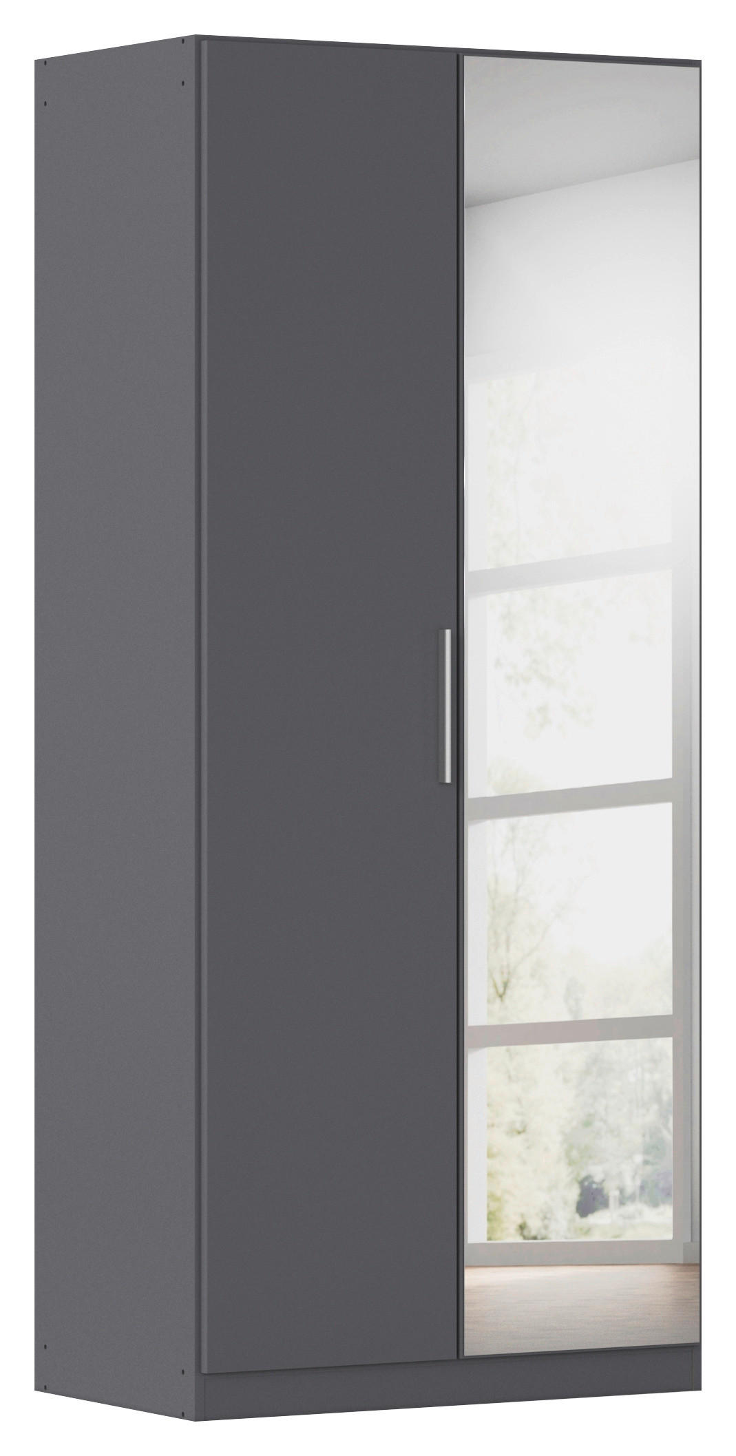 home24 Drehtürenschrank Grau 91x210x54 cm