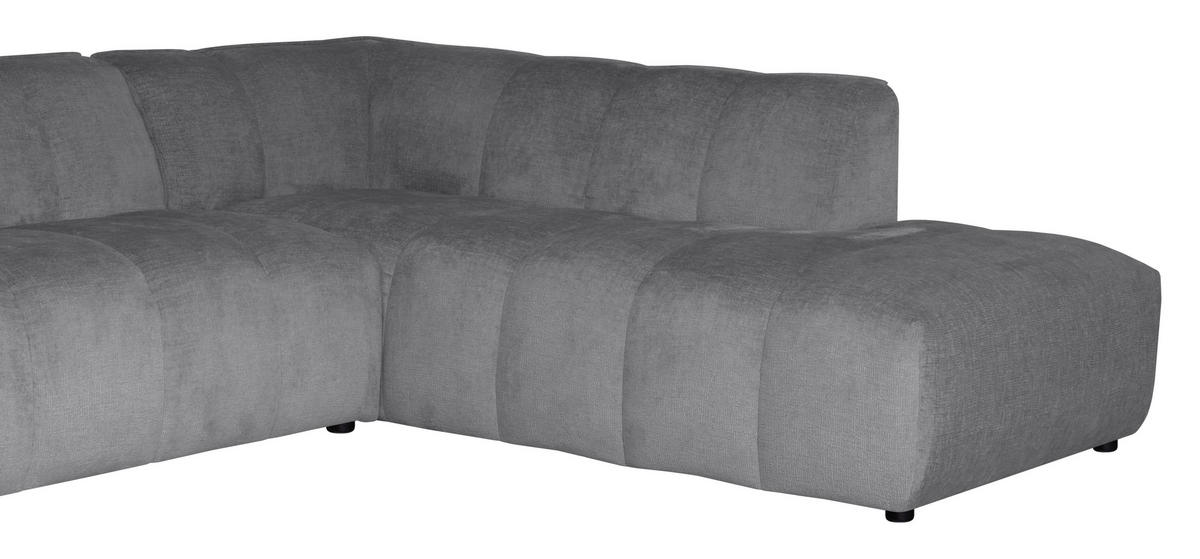 ECKSOFA LIVOLI in Chenille Hellgrau  230/218 cm  - Hellgrau/Schwarz, Design, Textil (230/218cm) - MID.YOU