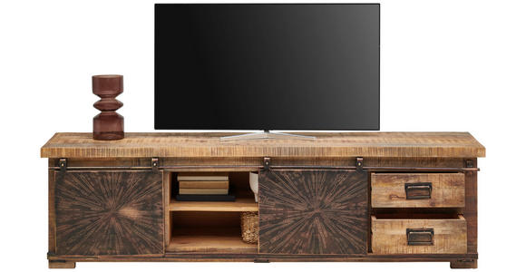 LOWBOARD in 180/50/40 cm - Schwarz/Naturfarben, Trend, Holz/Metall (180/50/40cm) - Landscape