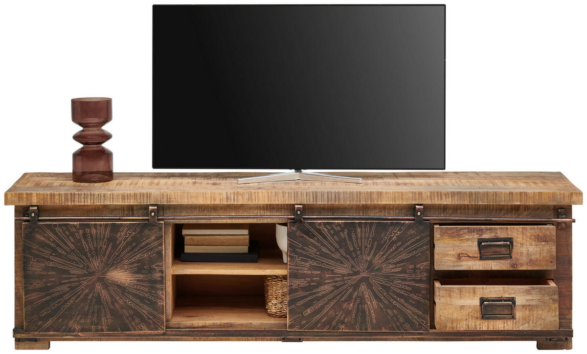 TV-BÄNK  i 180/50/40 cm  - svart/kopparfärgad, Trend, metall/trä (180/50/40cm) - Landscape