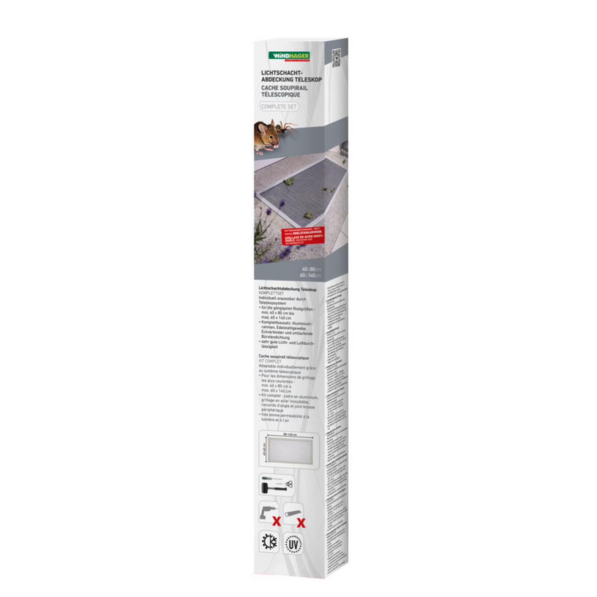 LICHTSCHACHTABDECKUNG - Weiß/Grau, Basics, Metall (40-60/80-140cm)