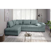 ECKSCHLAFSOFA Alvito Mintgrün Chenille  - Schwarz/Mintgrün, MODERN, Holz/Textil (202/298cm) - MID.YOU