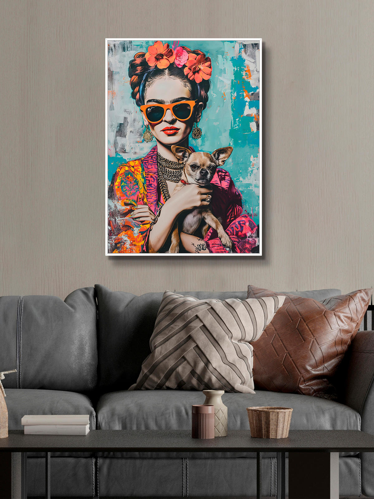 OBRAZ NA SKLE, zvířata, květiny, ženy, 50/70 cm  - bílá/vícebarevná, Lifestyle, kompozitní dřevo/sklo (50/70cm) - Monee