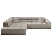 ECKSOFA Feincord Sandfarben  - Sandfarben/Schwarz, Design, Kunststoff/Textil (215/319cm) - Hom`in
