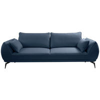 3-SITZER-SOFA Webstoff Dunkelblau  - Creme/Schwarz, MODERN, Textil/Metall (249/86/118cm) - MID.YOU