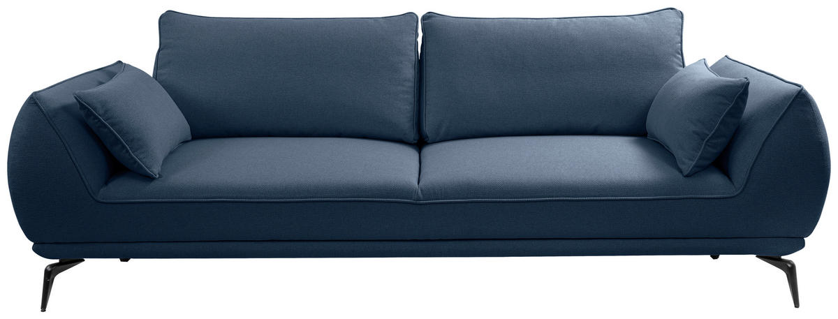 3-SITZER-SOFA Webstoff Dunkelblau  - Creme/Schwarz, MODERN, Textil/Metall (249/86/118cm) - MID.YOU