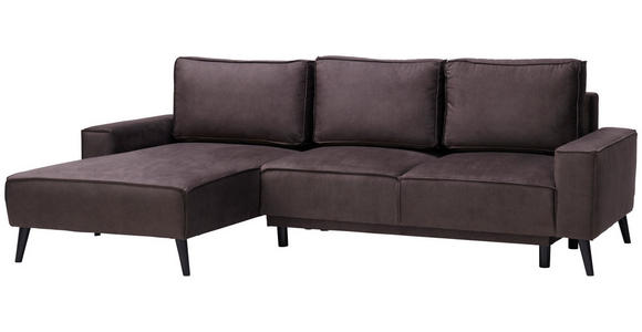 ECKSOFA in Velours Taupe  - Taupe/Schwarz, KONVENTIONELL, Holz/Textil (161/260cm) - Carryhome