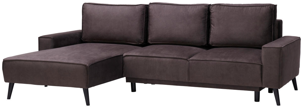 ECKSOFA in Velours Taupe  - Taupe/Schwarz, Konventionell, Holz/Textil (161/260cm) - Carryhome