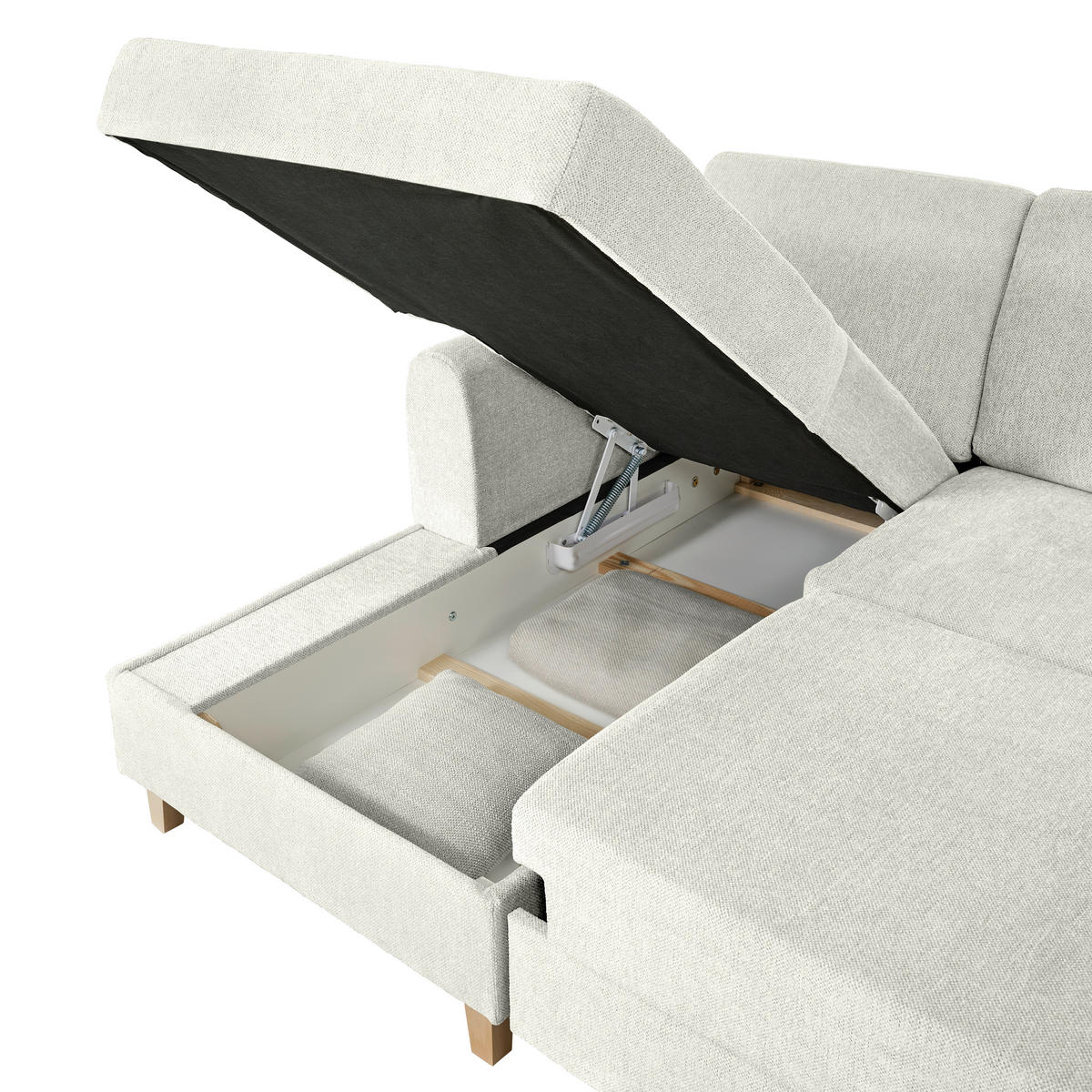 HÖRNSOFFA i flatväv ljusgrå  - bokfärgad/ljusgrå, Klassisk, trä/textil (166/241cm) - MID.YOU