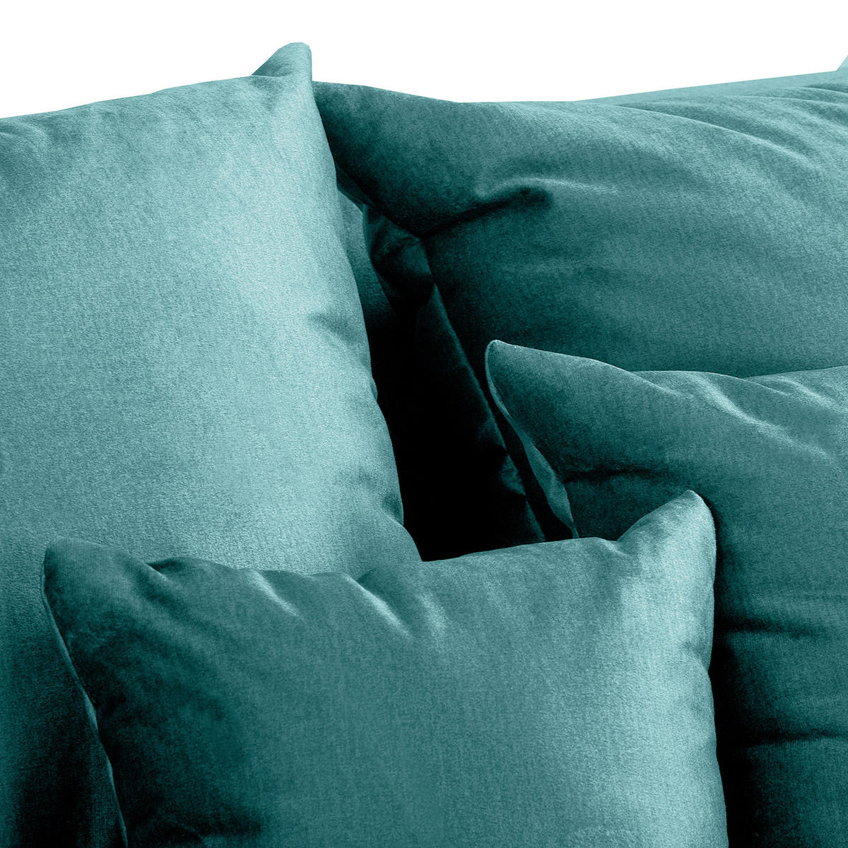 ECKSOFA Naomi in Velours Blau Rückenkissen  243/284 cm  - Blau/Schwarz, Design, Kunststoff/Textil (243/284cm) - P & B
