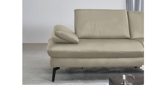 ECKSOFA in Echtleder Ecru  - Ecru/Schwarz, Design, Leder/Metall (325/157cm) - Dieter Knoll