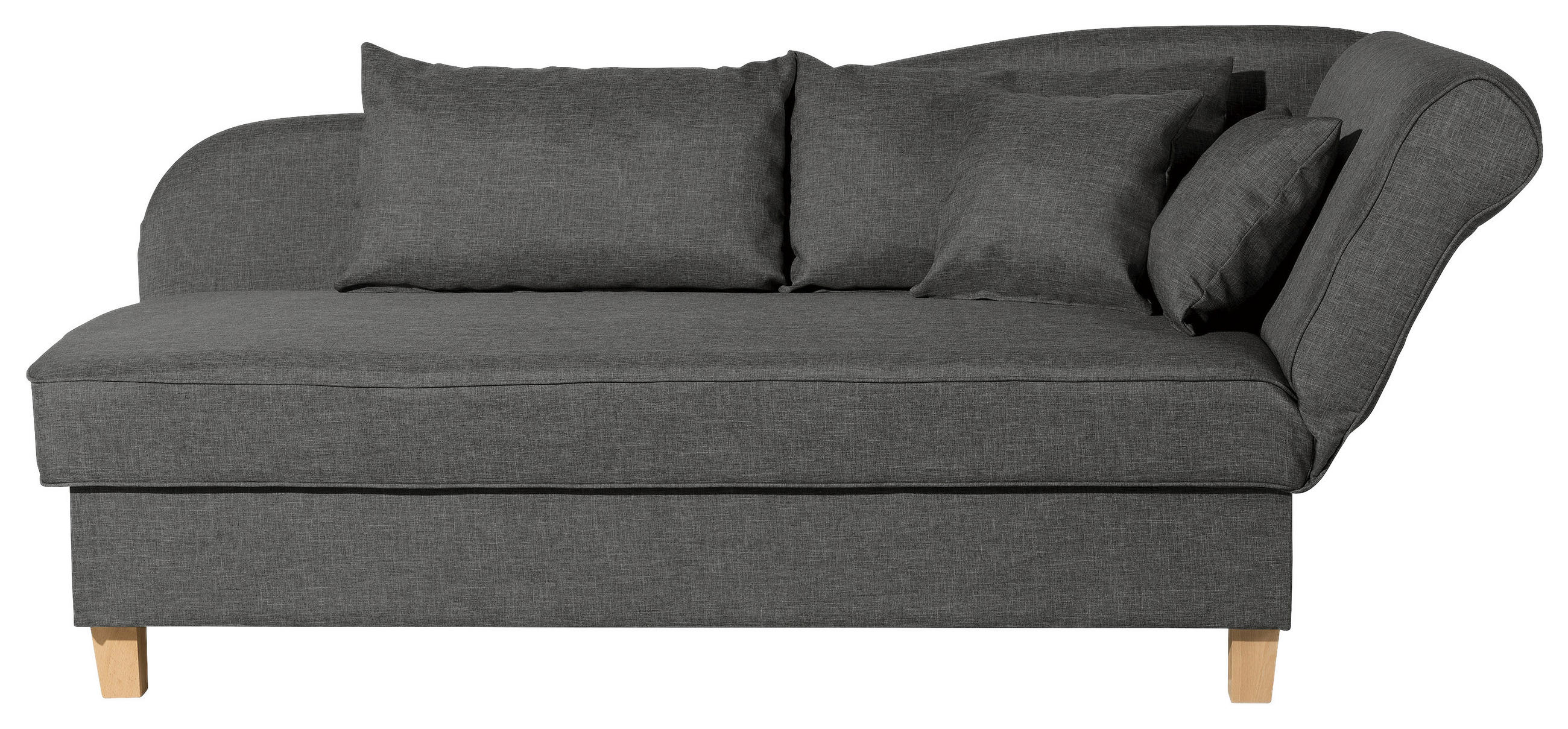 RÉCAMIERE Selma Anthrazit Flachgewebe  - Anthrazit/Buchefarben, Design, Holz/Textil (190/82/88cm) - Max Winzer