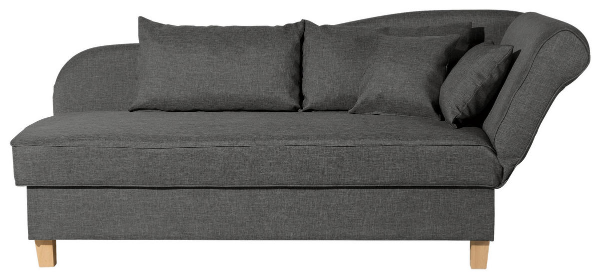 RÉCAMIERE Selma in Flachgewebe Anthrazit  - Anthrazit/Buchefarben, Design, Holz/Textil (190/82/88cm) - Max Winzer