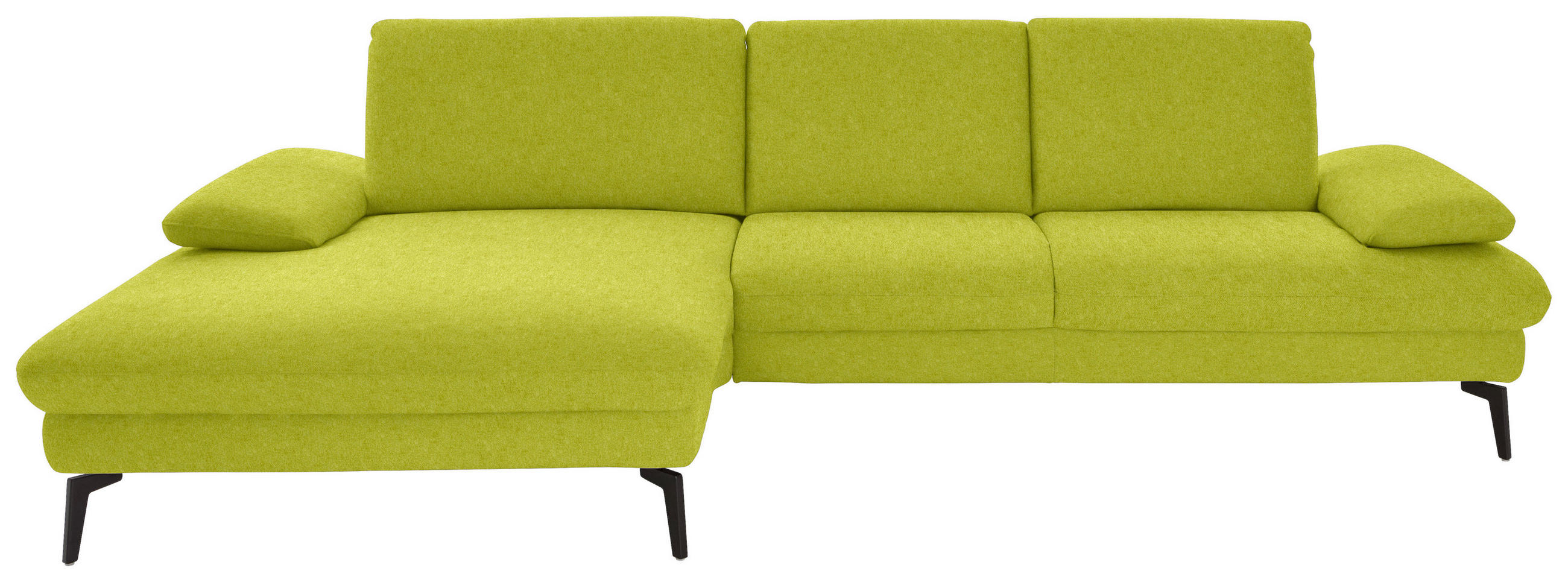 ECKSOFA in Chenille, Mikrofaser Limette  - Limette/Schwarz, Design, Textil/Metall (157/299cm) - Dieter Knoll