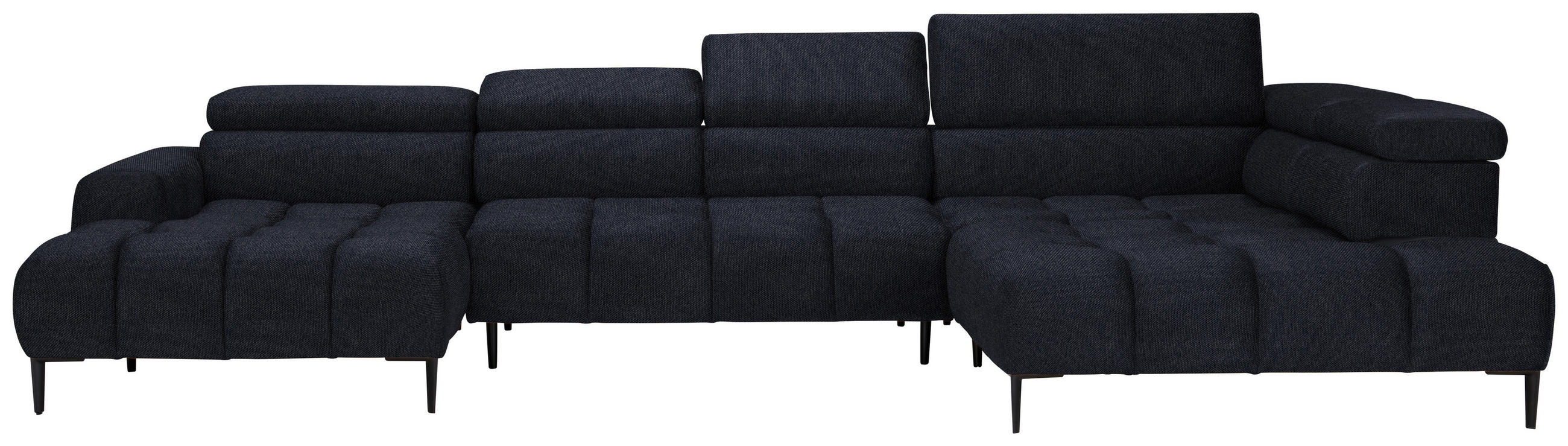 WOHNLANDSCHAFT in Webstoff Schwarz  - Schwarz, Design, Textil/Metall (177/385/216cm) - Welnova