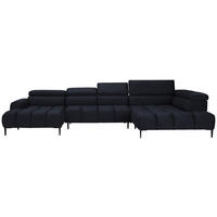 WOHNLANDSCHAFT in Webstoff Schwarz  - Schwarz, Design, Textil/Metall (177/385/216cm) - Welnova