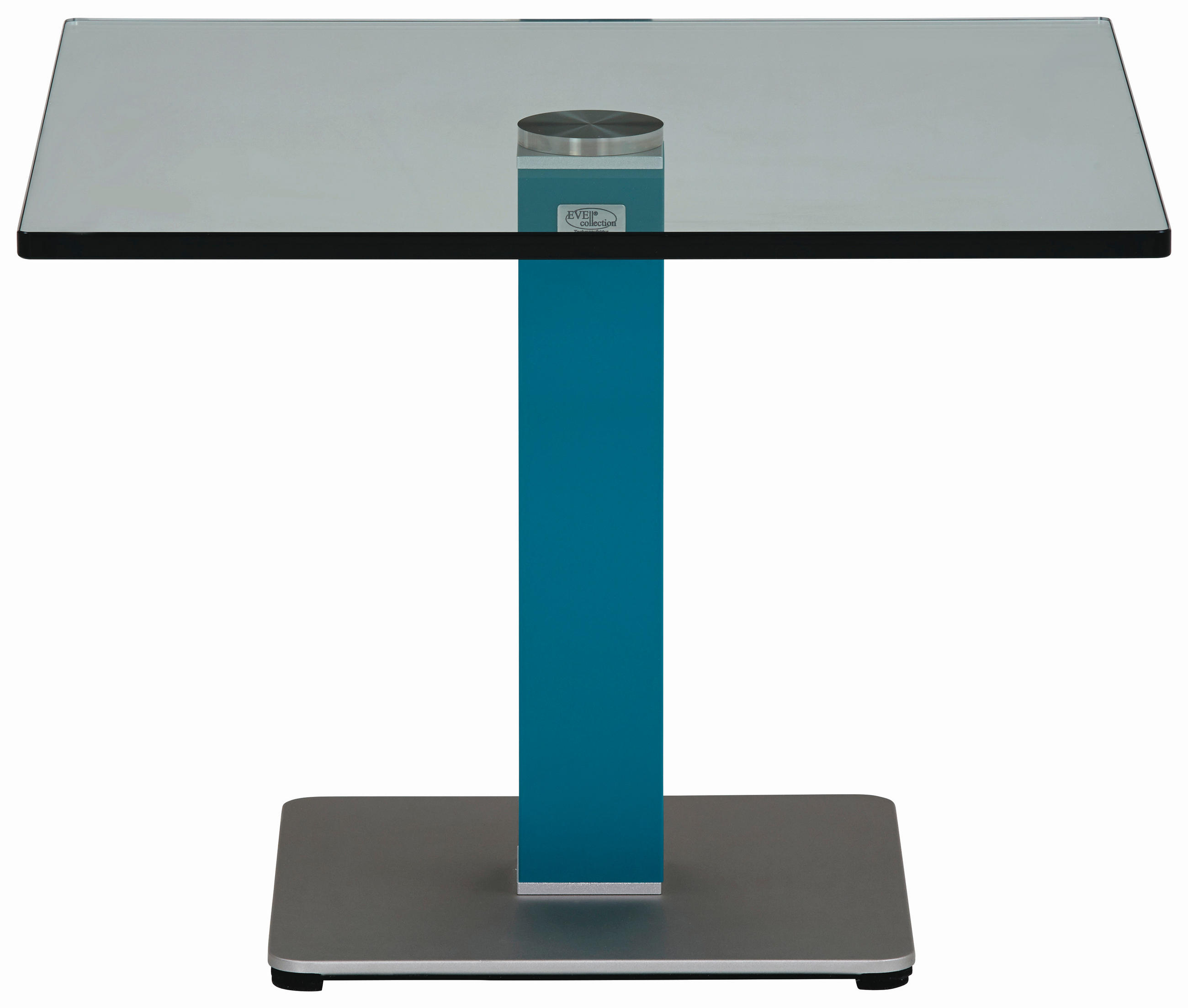 BEISTELLTISCH in Glas, Holzwerkstoff 60/60/44,5 cm  - Blau/Silberfarben, KONVENTIONELL, Glas/Holzwerkstoff (60/60/44,5cm)