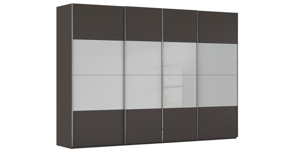 SCHWEBETÜRENSCHRANK 316/235/68 cm 4-türig Graphitfarben, Seidengrau  - Chromfarben/Seidengrau, KONVENTIONELL, Glas/Holzwerkstoff (316/235/68cm) - Novel