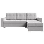 ECKSOFA in Samt Hellgrau  - Chromfarben/Hellgrau, KONVENTIONELL, Kunststoff/Textil (233/140cm) - Carryhome
