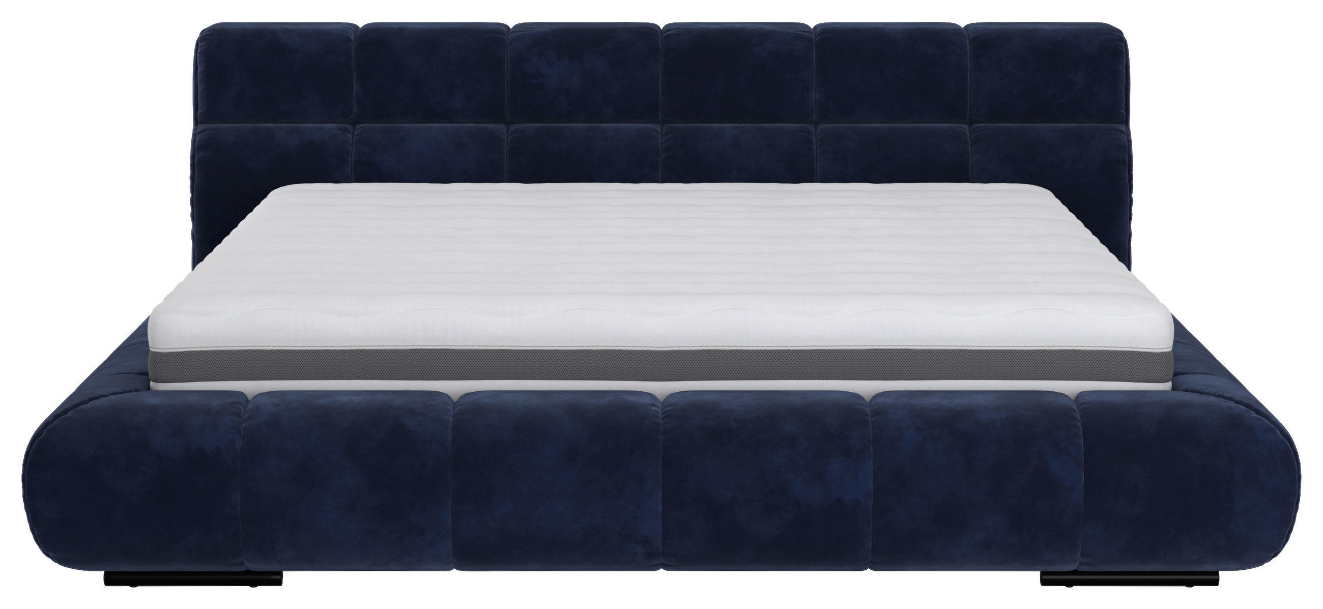 POLSTERBETT 200/200 cm,  in Blau,  - Blau/Schwarz, Design, Textil/Metall (200/200cm) - Belluti