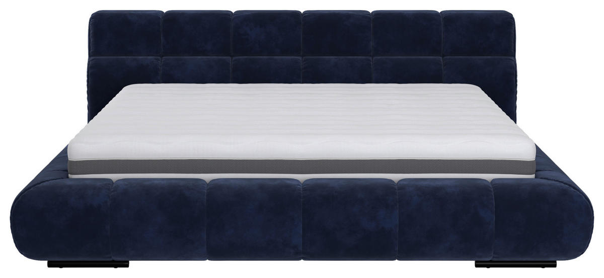 POLSTERBETT 200/200 cm,  in Blau,  - Blau/Schwarz, Design, Textil/Metall (200/200cm) - Belluti