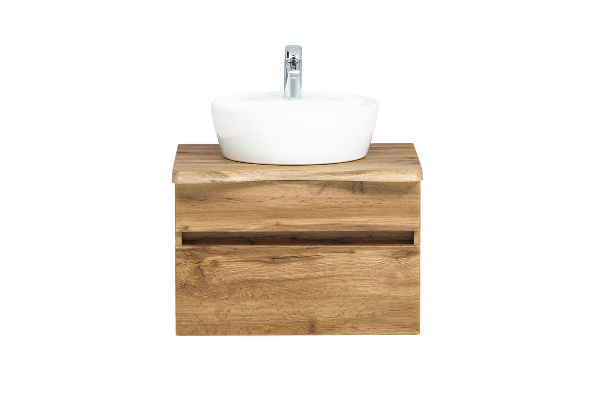 WASCHTISCHKOMBI 61 cm  - Eiche Wotan/Weiß, Natur, Keramik/Holzwerkstoff (61cm) - Xora