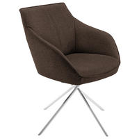 ARMLEHNSTUHL  in Nickel Flachgewebe  - Edelstahlfarben/Braun, Design, Textil/Metall (60/84/67cm) - Koinor