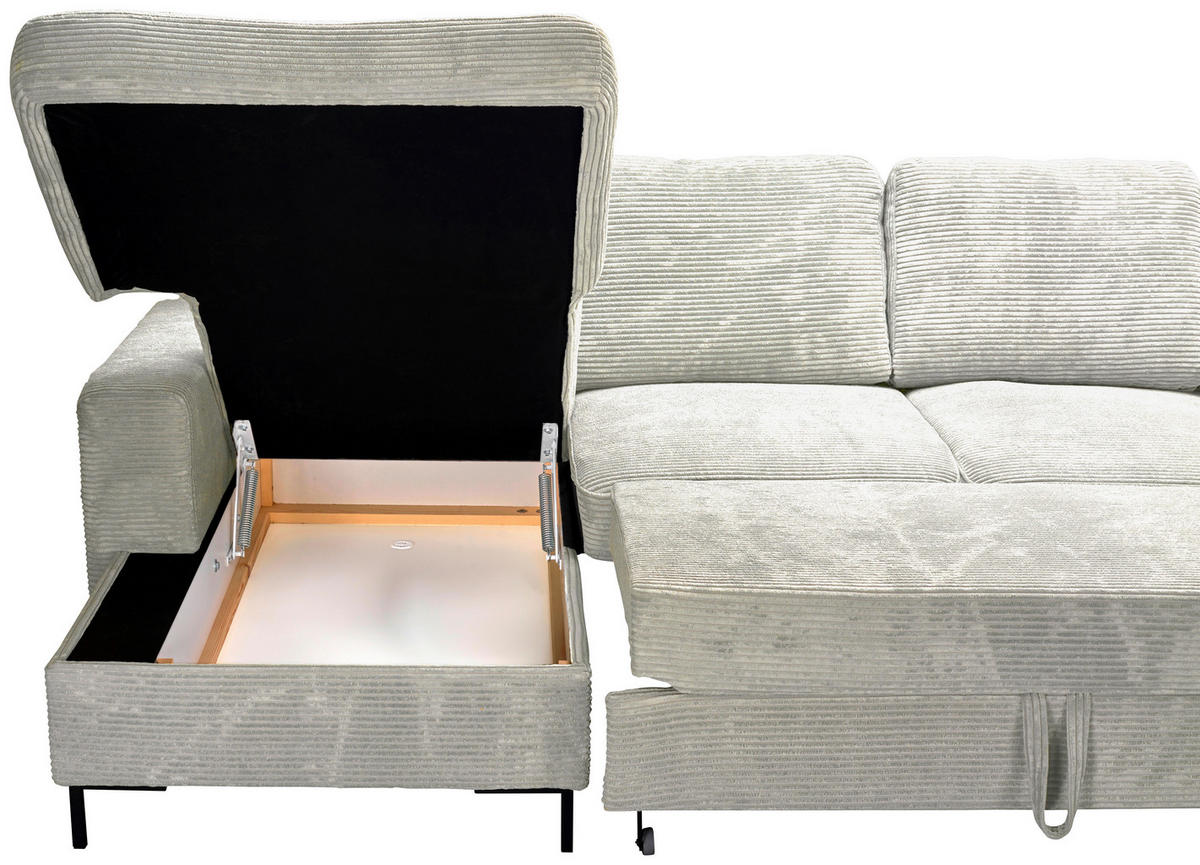 WOHNLANDSCHAFT Naturfarben Cord  - Schwarz/Naturfarben, KONVENTIONELL, Textil/Metall (148/303/197cm) - Carryhome
