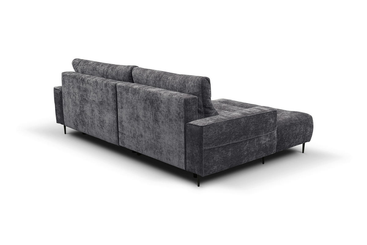 ECKSOFA PABLO Grau Struktur Bettkasten, Rückenkissen  - Schwarz/Grau, Design, Holz/Textil (160/260cm) - MID.YOU
