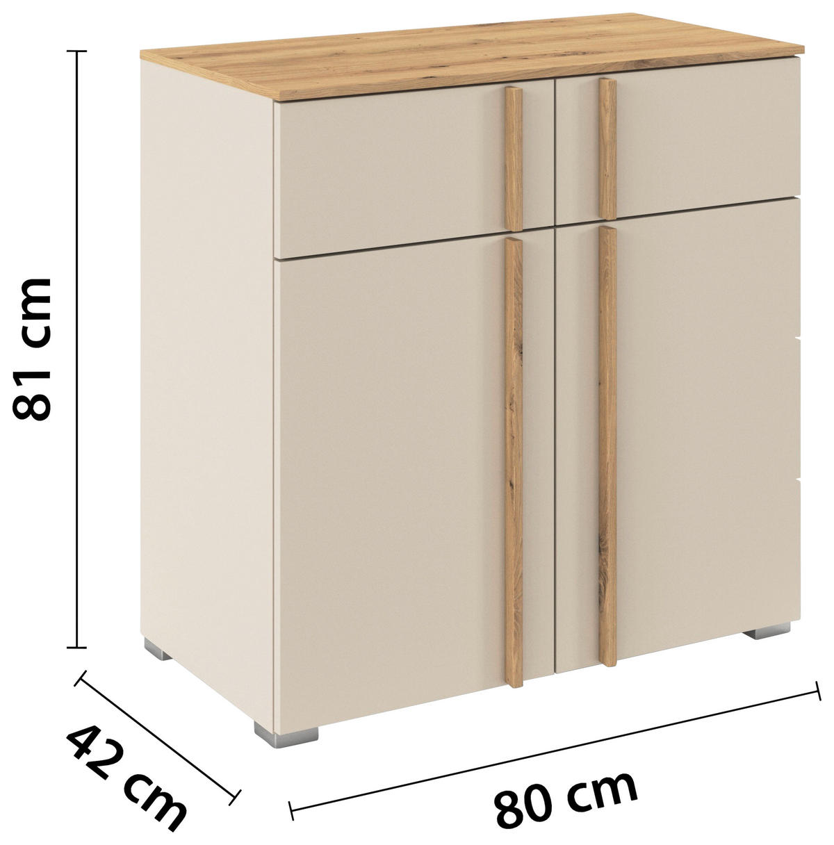 KOMMODE  in 80/81/42 cm  - Champagner/Alufarben, Design, Holz/Holzwerkstoff (80/81/42cm) - Stylife
