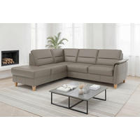 ECKSOFA PALMERA E Grau Echtleder  - Eichefarben/Grau, Basics, Leder/Holz (212/236cm) - Sit & More