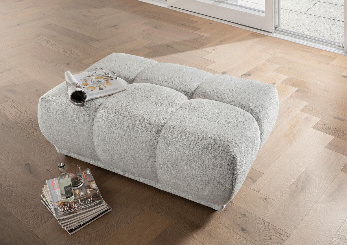 ECKSOFA Chenille Silberfarben  - Silberfarben/Schwarz, Modern, Kunststoff/Textil (284/250cm) - Livetastic