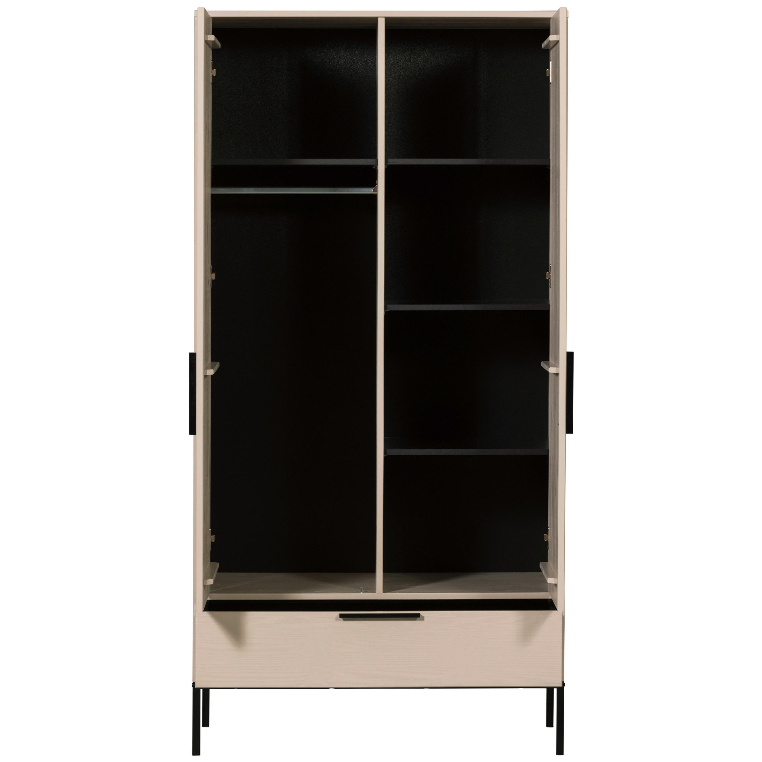 GARDEROBENSCHRANK 100/200/53 cm  - Hellgrau/Schwarz, Design, Holz/Holzwerkstoff (100/200/53cm) - Livetastic