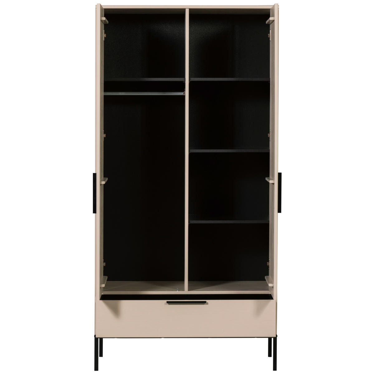 GARDEROBENSCHRANK Adam  in 100/200/53 cm  - Hellgrau/Schwarz, Design, Holz/Holzwerkstoff (100/200/53cm) - Livetastic