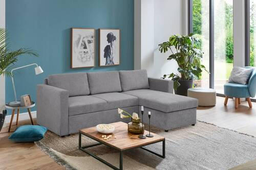 ROHOVÁ SEDACIA SÚPRAVA, textil, sivá - čierna/sivá, Konventionell, textil/plast (230/155cm) - Carryhome