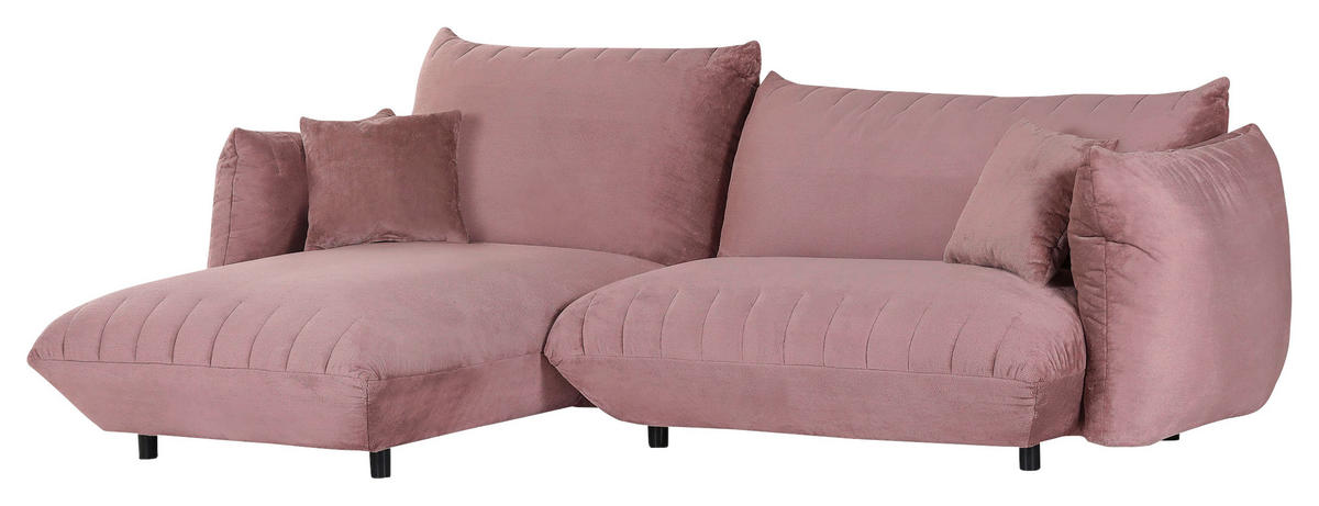 HÖRNSOFFA i plysch rosa  - svart/rosa, Klassisk, textil/plast (170/270cm) - MID.YOU