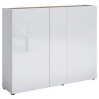 SCHUHSCHRANK Weiß, Eichefarben  - Eichefarben/Schwarz, Design, Holzwerkstoff/Kunststoff (145/115/35cm) - Xora