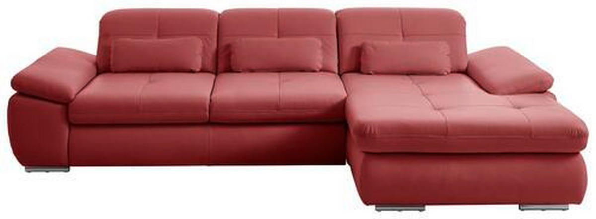 ECKSOFA in Echtleder Rot  - Edelstahlfarben/Rot, Design, Leder/Metall (321/195cm) - Beldomo Speed