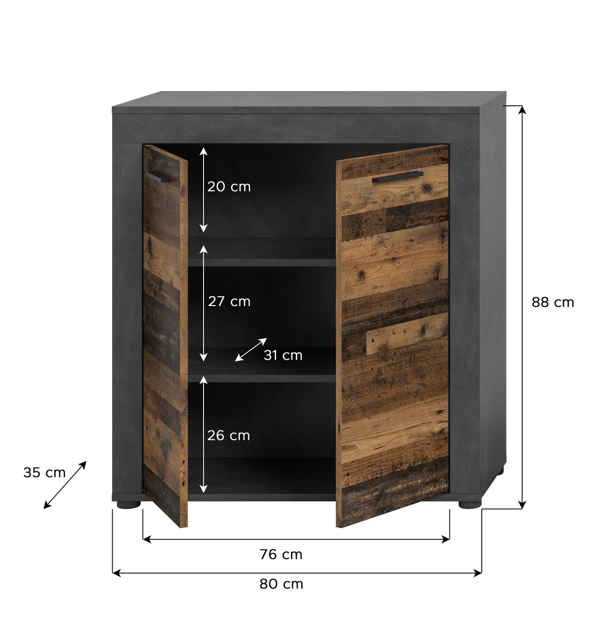 HIGHBOARD Jam  in 80/88/35 cm  - Silberfarben/Schwarz, Design, Holzwerkstoff/Kunststoff (80/88/35cm) - MID.YOU