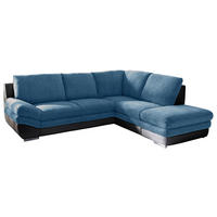 WOHNLANDSCHAFT Blau, Schwarz Lederlook  - Blau/Chromfarben, MODERN, Textil/Metall (264/221cm) - MID.YOU