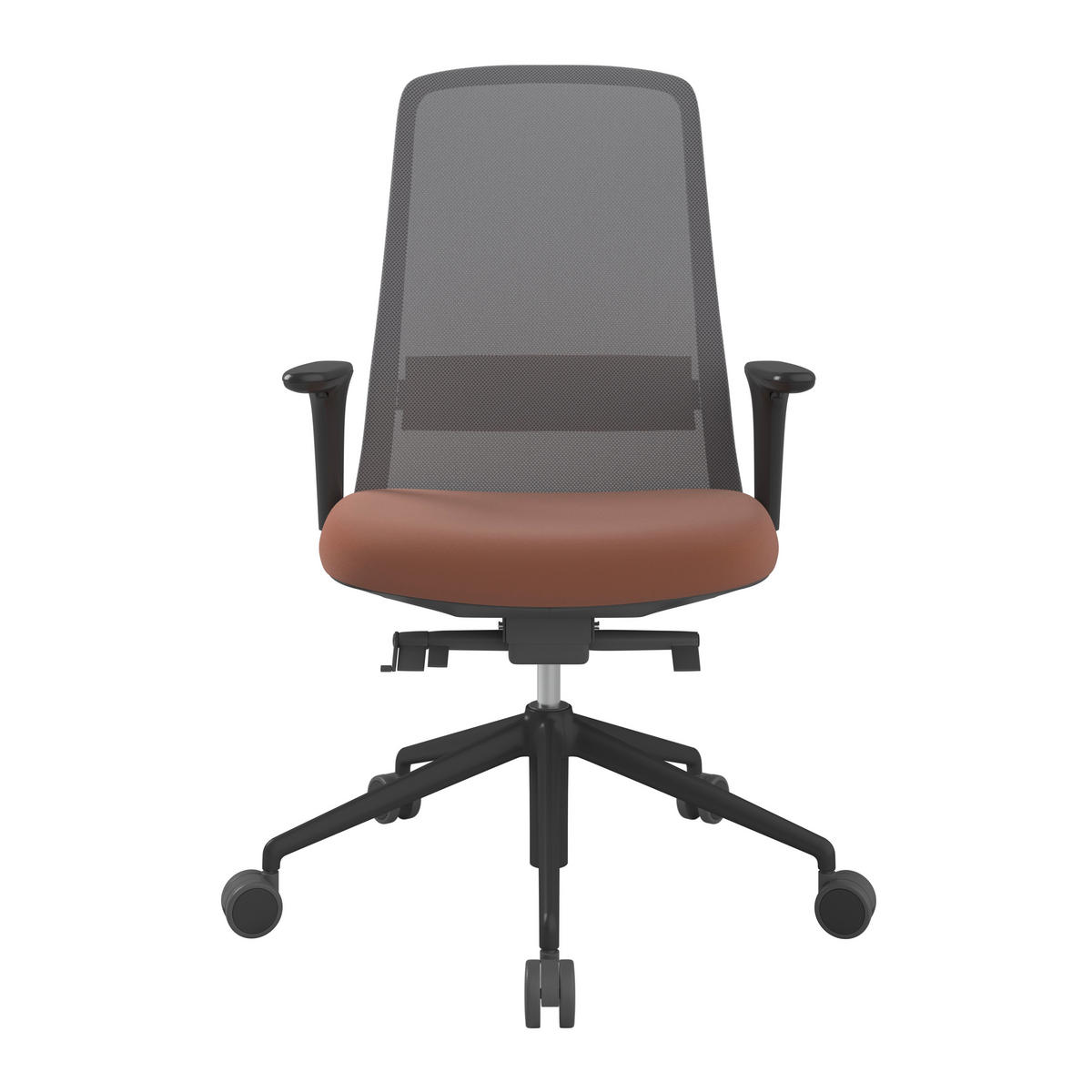 DREHSTUHL Braun, Grau, Schwarz  - Schwarz/Braun, MODERN, Leder/Kunststoff (70/103-115/70cm)