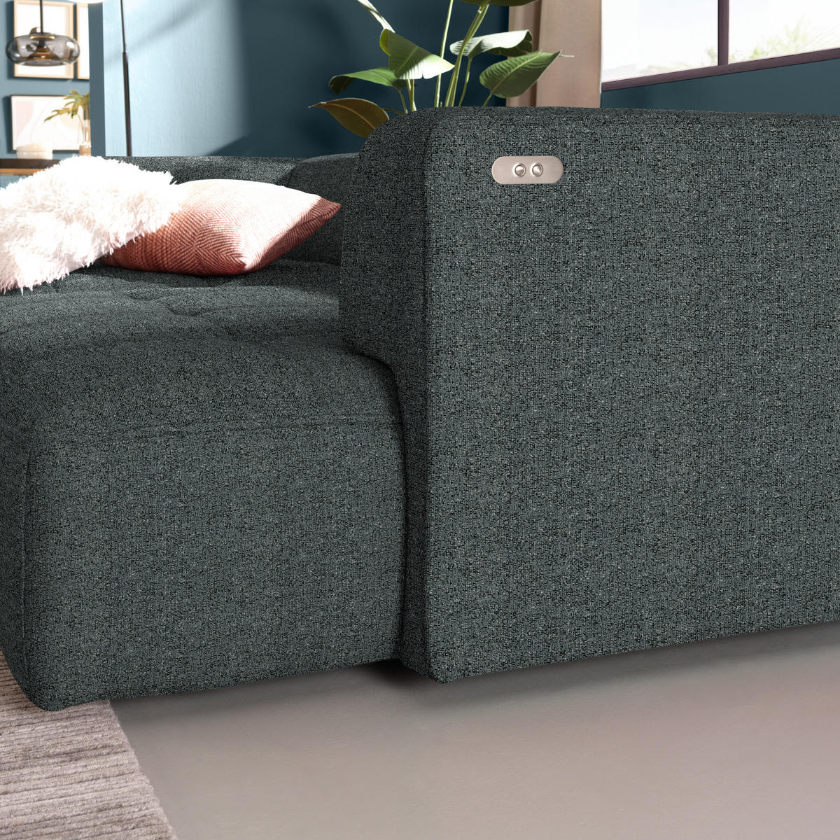 ECKSOFA  in Webstoff Dunkelgrau  188/288 cm  - Dunkelgrau/Schwarz, Design, Kunststoff/Textil (188/288cm) - Welnova