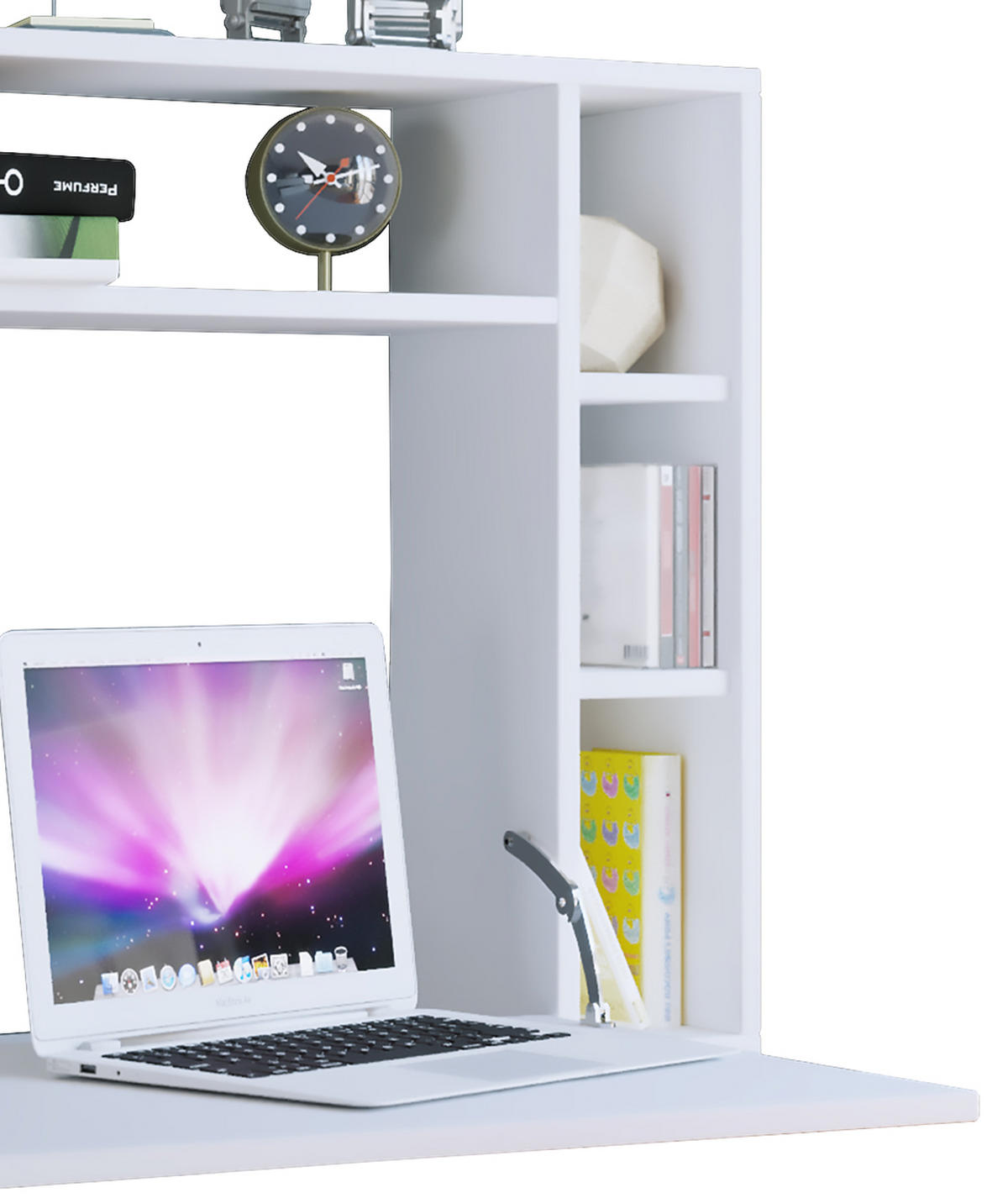 LAPTOPTISCH 90/20/60 cm klappbar, Stauraum, Wandmontage, Regal  - Weiß, KONVENTIONELL, Holzwerkstoff (90/20/60cm) - MID.YOU