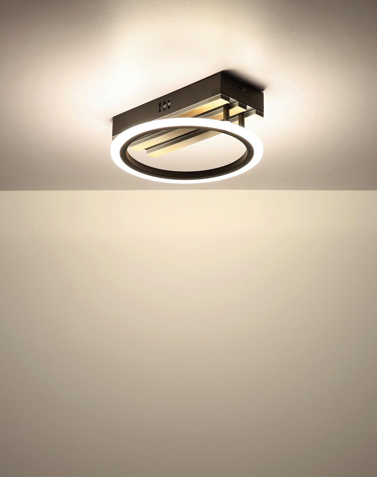 LED-DECKENLEUCHTE 25/25/8,5 cm   - Dunkelbraun/Schwarz, Natur, Holzwerkstoff/Kunststoff (25/25/8,5cm) - Globo