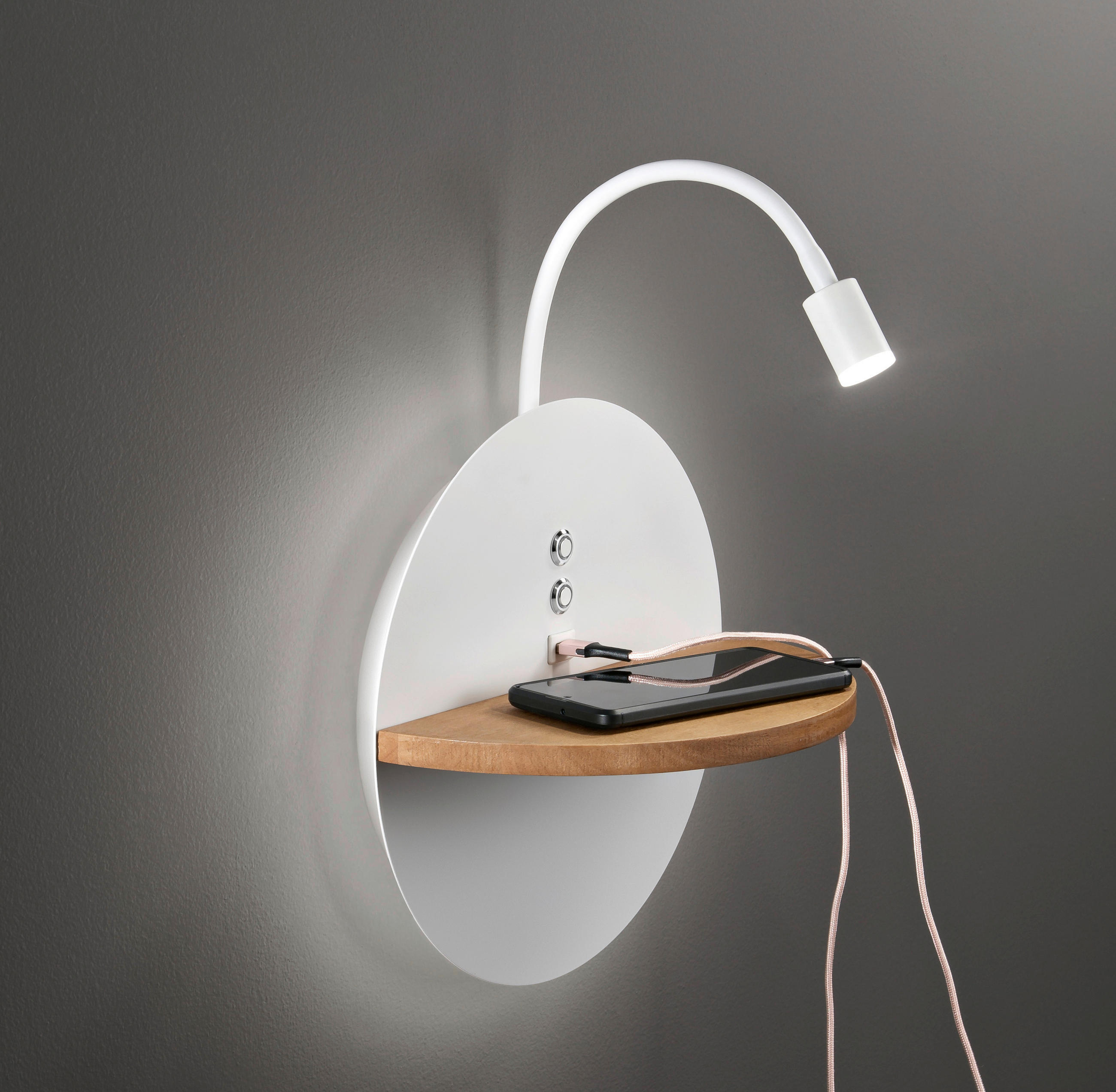 LED-WANDLEUCHTE Dual 30/62 cm   - Weiß, Design, Holz/Metall (30/62cm) - Fabas Luce