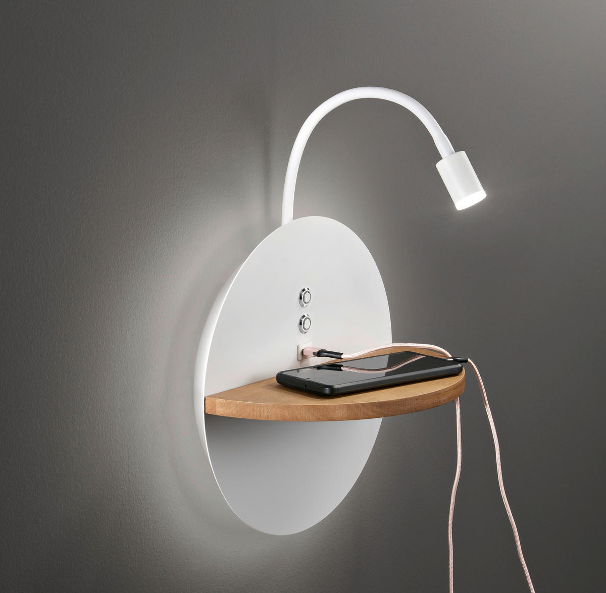 LED-WANDLEUCHTE 30/62 cm   - Weiß, Design, Holz/Metall (30/62cm) - Fabas Luce