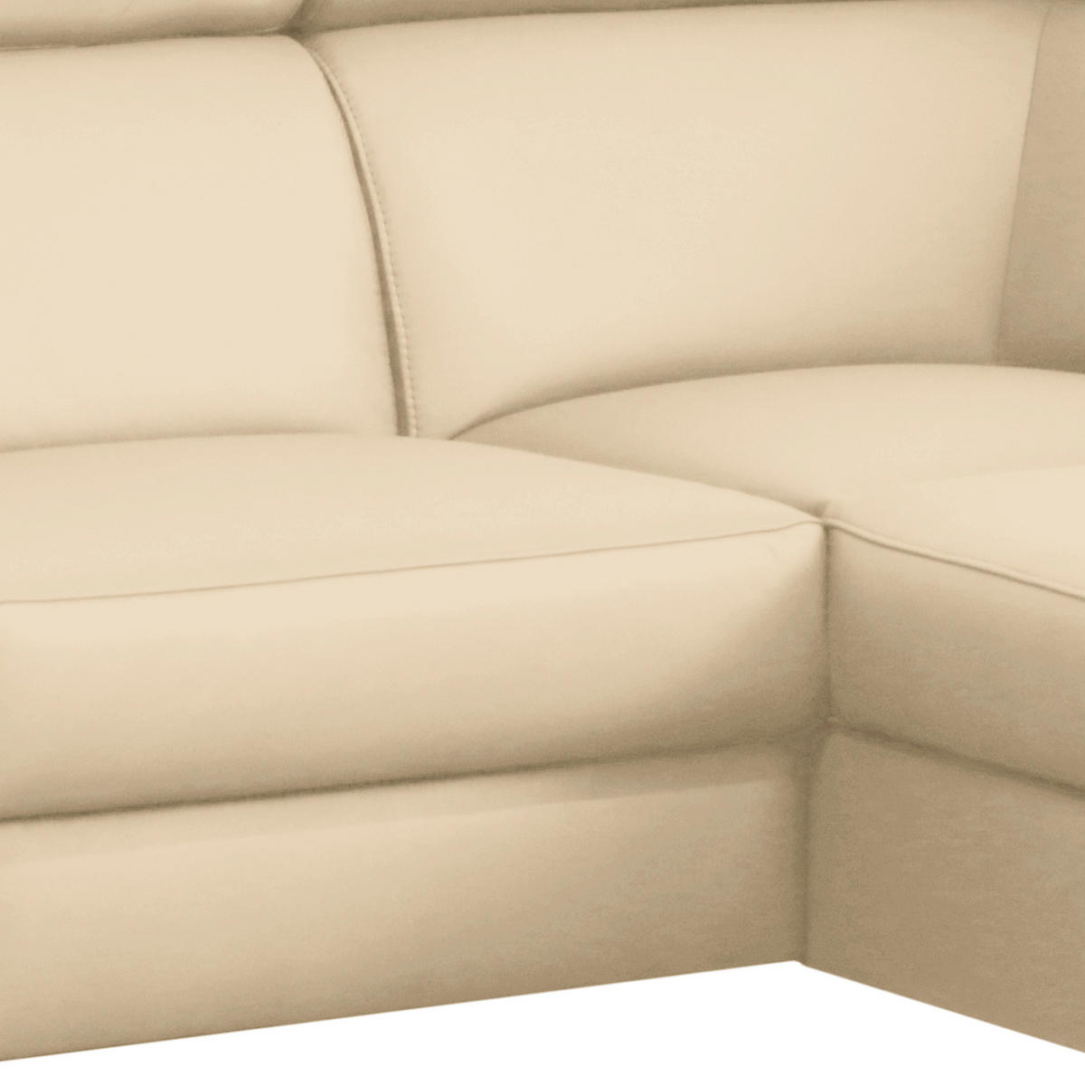 ECKSOFA Beige Echtleder Lederlook  - Chromfarben/Beige, Design, Leder/Textil (257/197cm) - Livetastic