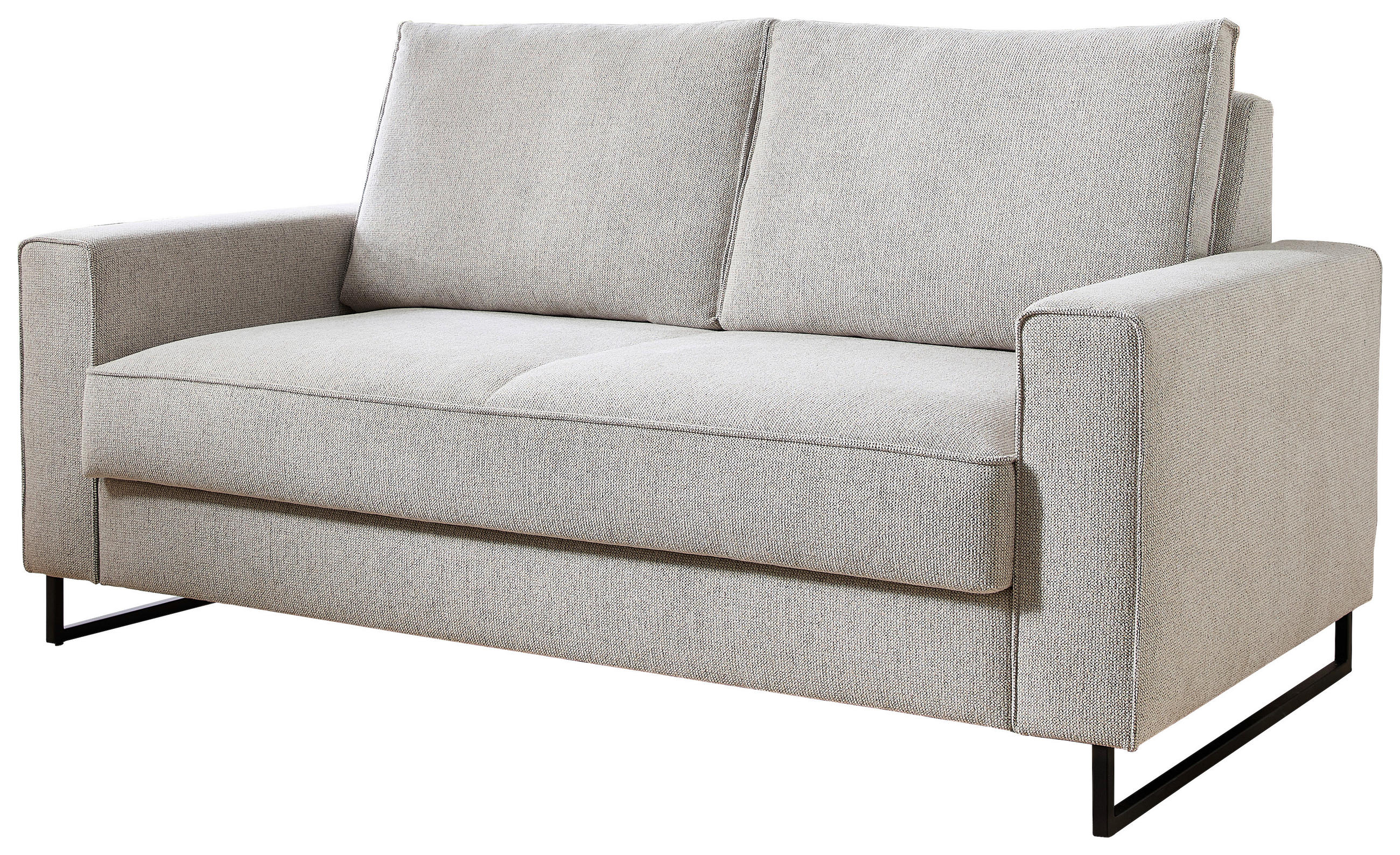 SCHLAFSOFA  mit Fußauswahl, Stoffauswahl, Relaxfunktion, Liegefunktion, Schlafen auf Sitzhöhe, Rücken echt Flachgewebe Beige  - Beige/Schwarz, Design, Holz/Textil (174/90/95cm) - Livetastic