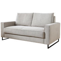SCHLAFSOFA  mit Fußauswahl, Stoffauswahl, Relaxfunktion, Liegefunktion, Schlafen auf Sitzhöhe, Rücken echt Flachgewebe Beige  - Beige/Schwarz, Design, Holz/Textil (174/90/95cm) - Livetastic