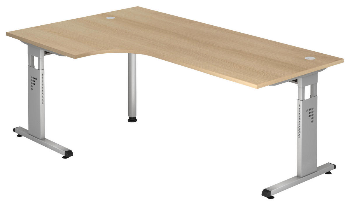 ECKSCHREIBTISCH 200/120/65-85 cm  in Eichefarben  - Eichefarben/Silberfarben, KONVENTIONELL, Holzwerkstoff/Metall (200/120/65-85cm) - Venda